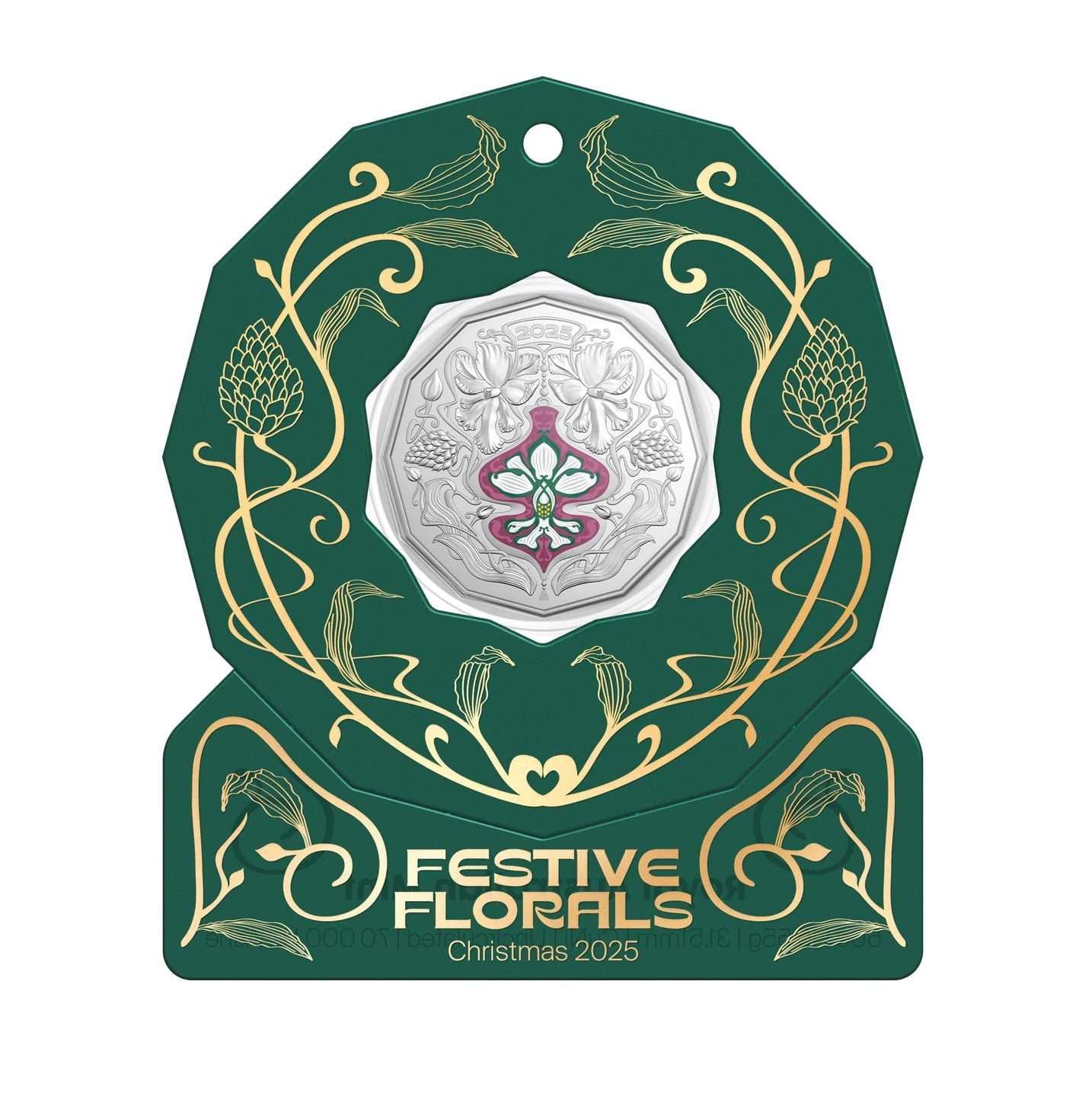 Royal Australian Mint -  2025 50 Cent UNC Coloured Christmas Decoration 5 Assorted