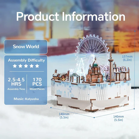 Tonecheer - 3D Puzzle Music Box with LED - Snow World