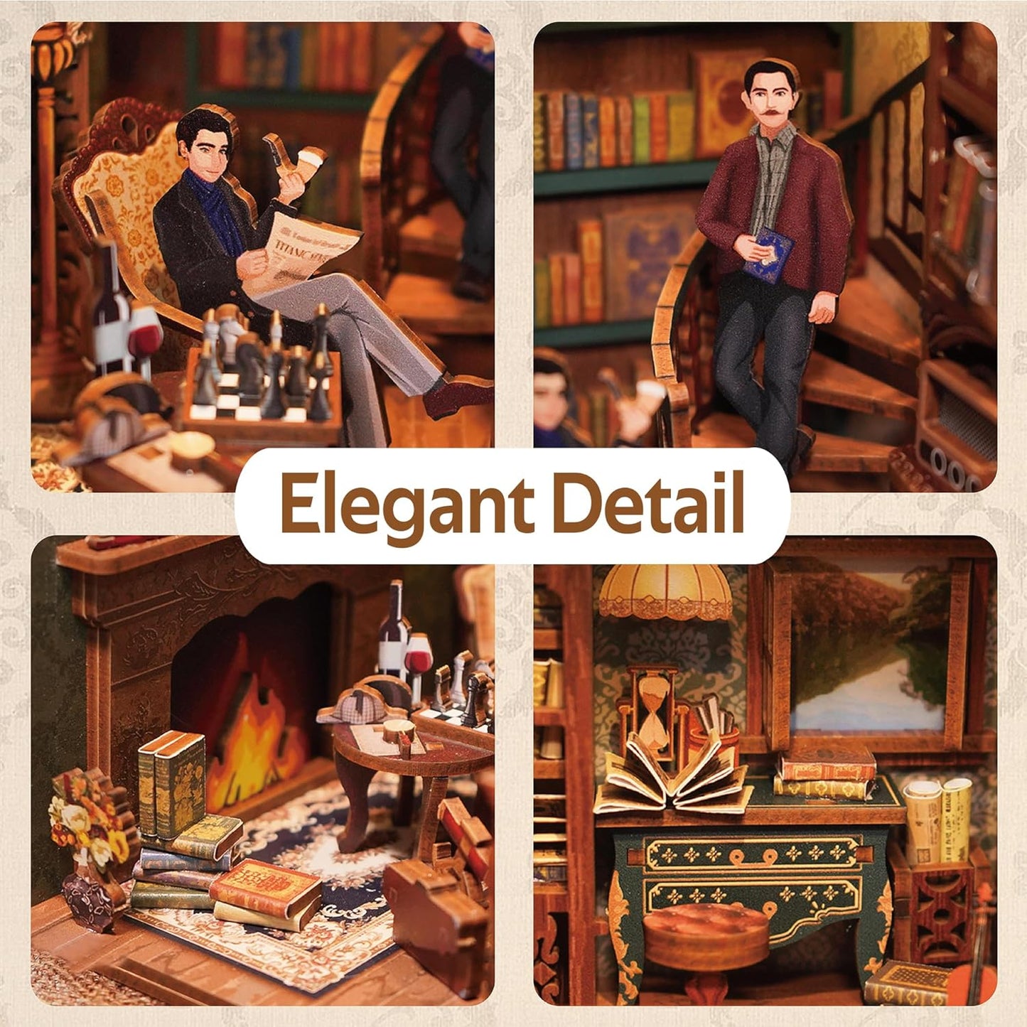 Tonecheer - 3D Book Nook Puzzle with LED - Violin Detective Agency