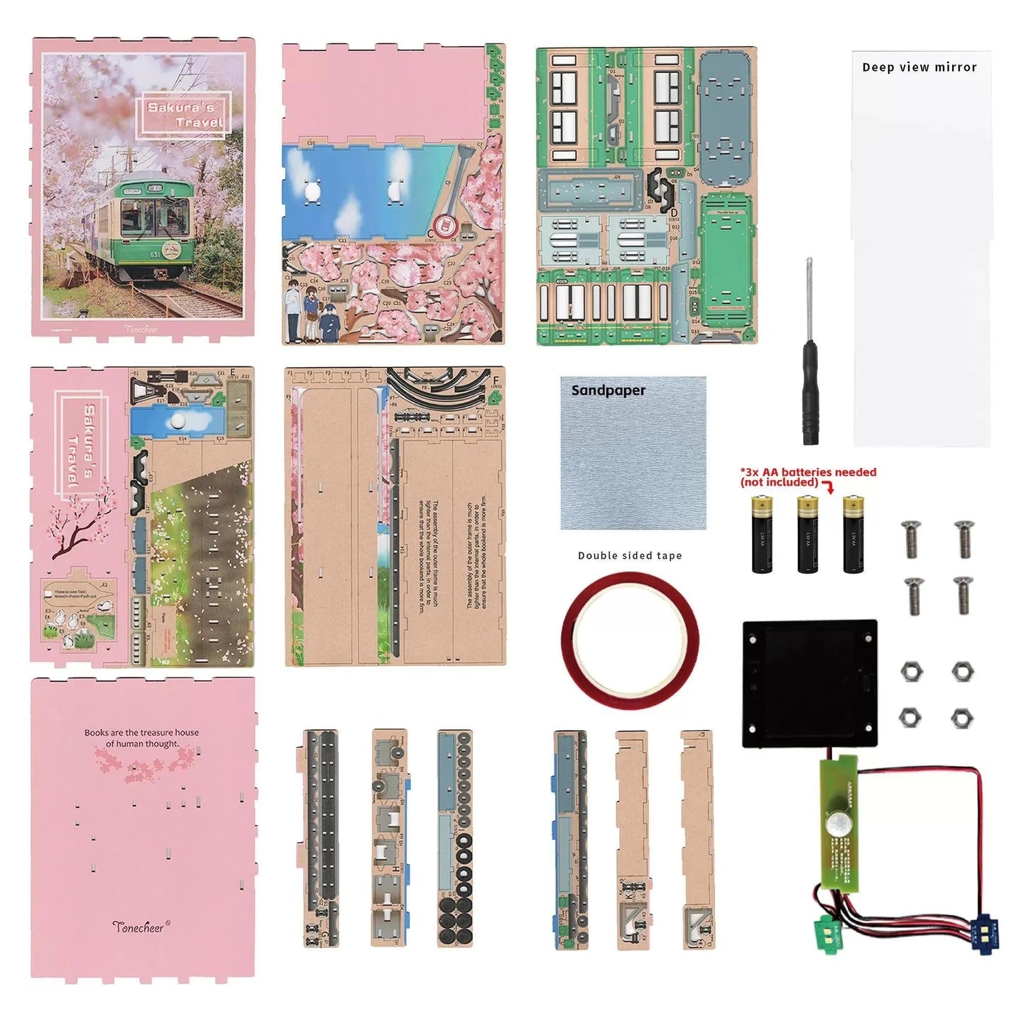 Tonecheer - 3D Book Nook Puzzle with LED - Sakura's Travel