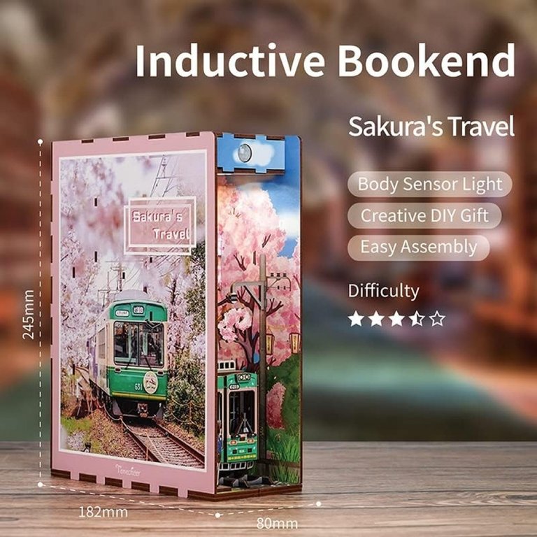 Tonecheer - 3D Book Nook Puzzle with LED - Sakura's Travel
