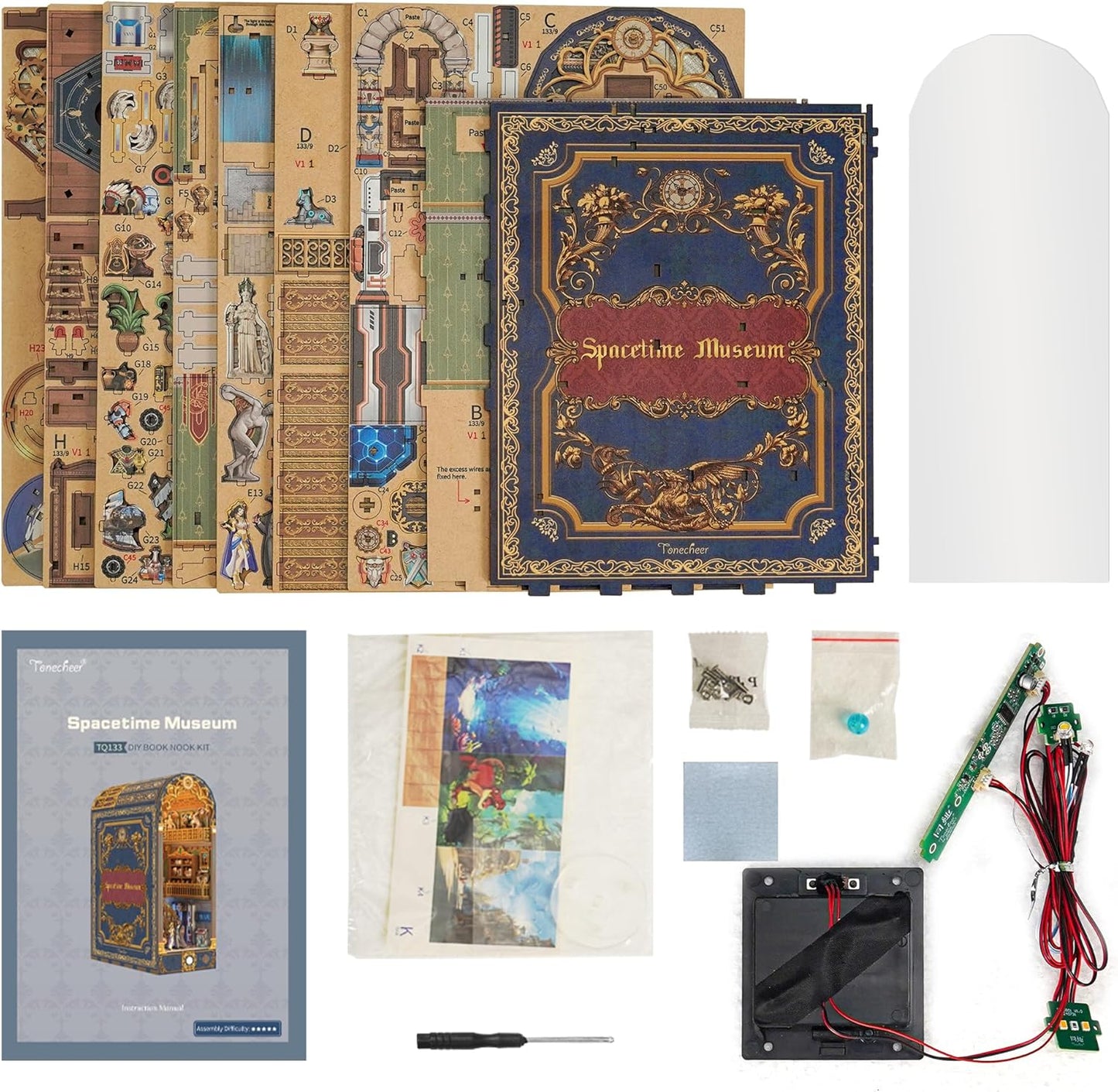 Tonecheer - 3D Book Nook Puzzle with LED - Spacetime Museum