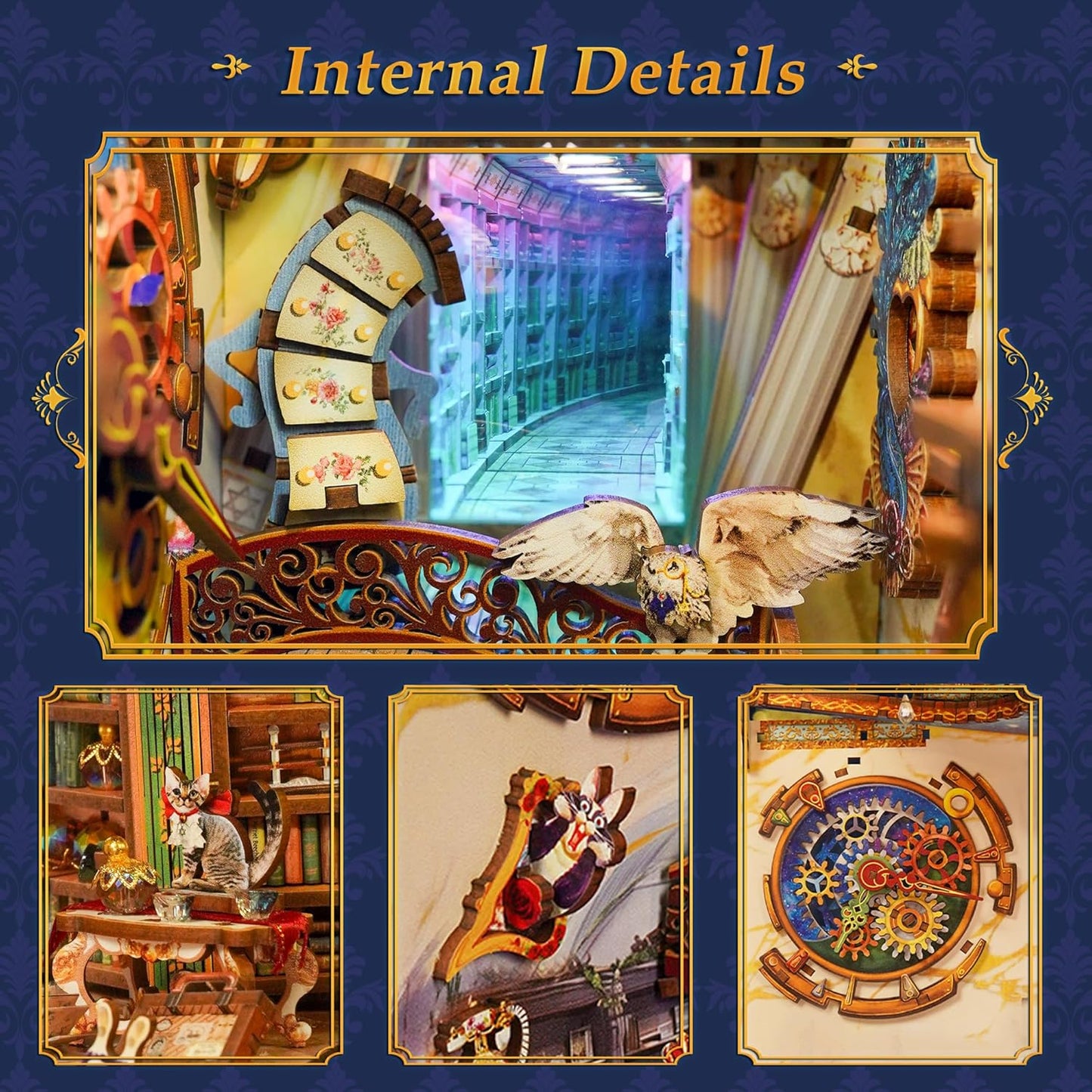 Tonecheer - 3D Book Nook Puzzle with LED - Magical Library