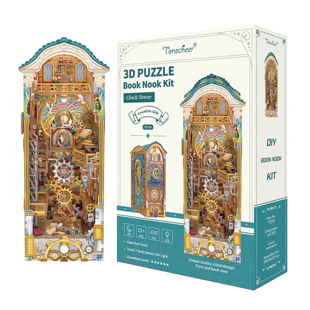 Tonecheer - 3D Book Nook Puzzle with LED - Clock Tower