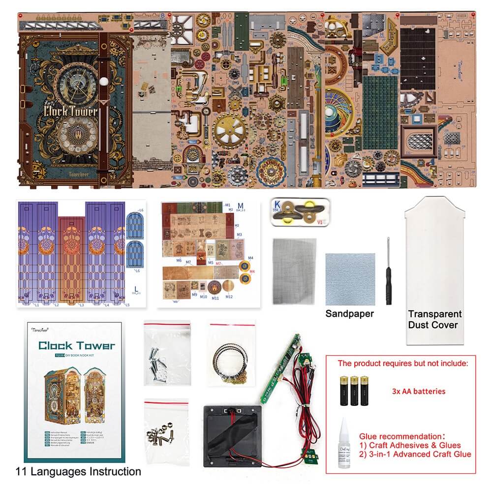 Tonecheer - 3D Book Nook Puzzle with LED - Clock Tower