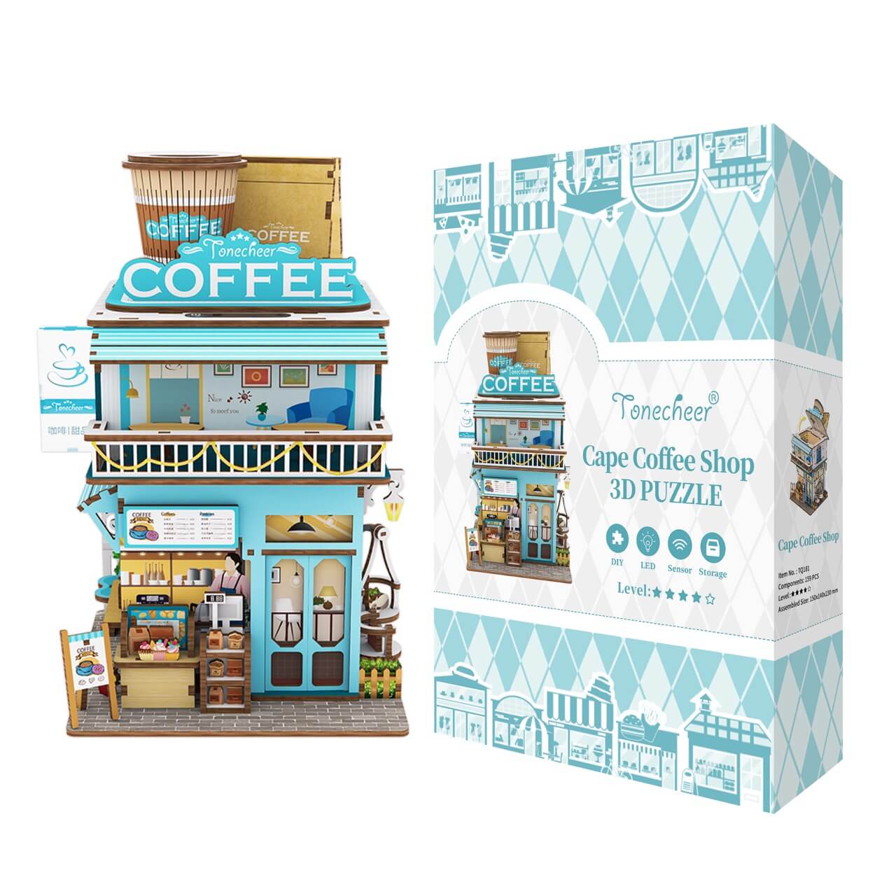 Tonecheer - 3D Puzzle Storage Bin - Cape Coffee Shop