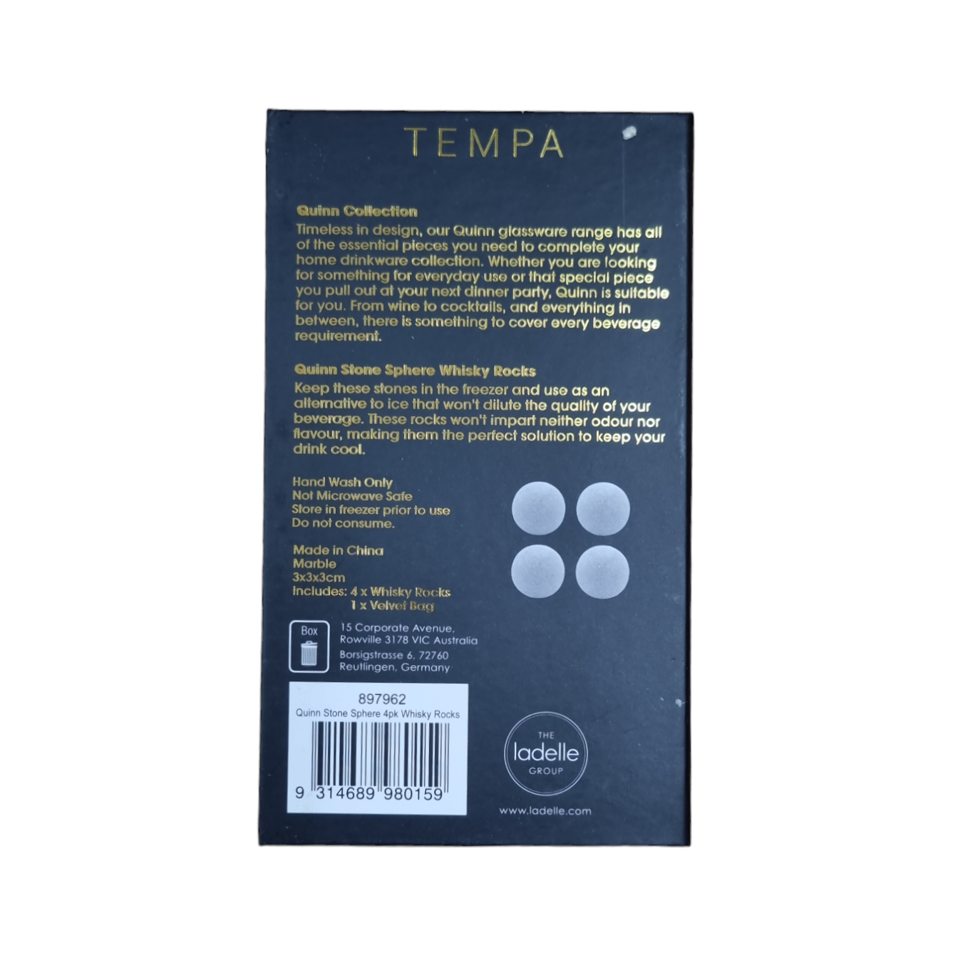 Quinn Stone Sphere 4pk Whiskey Rocks