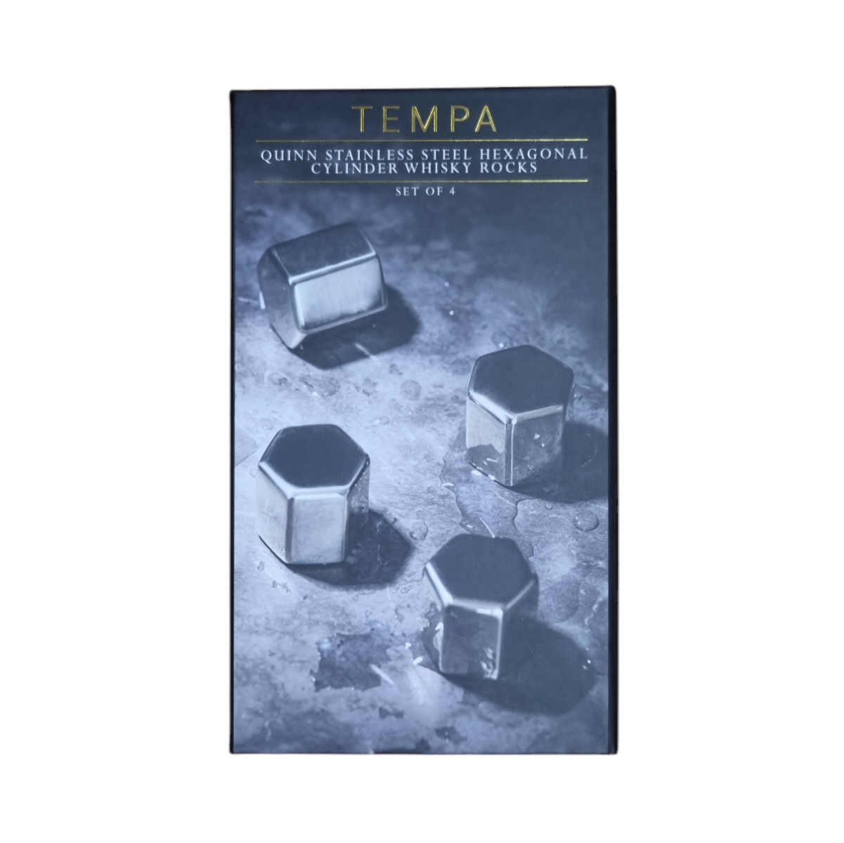 Quinn Ss Hexagonal Prism 4pk Whiskey Rocks