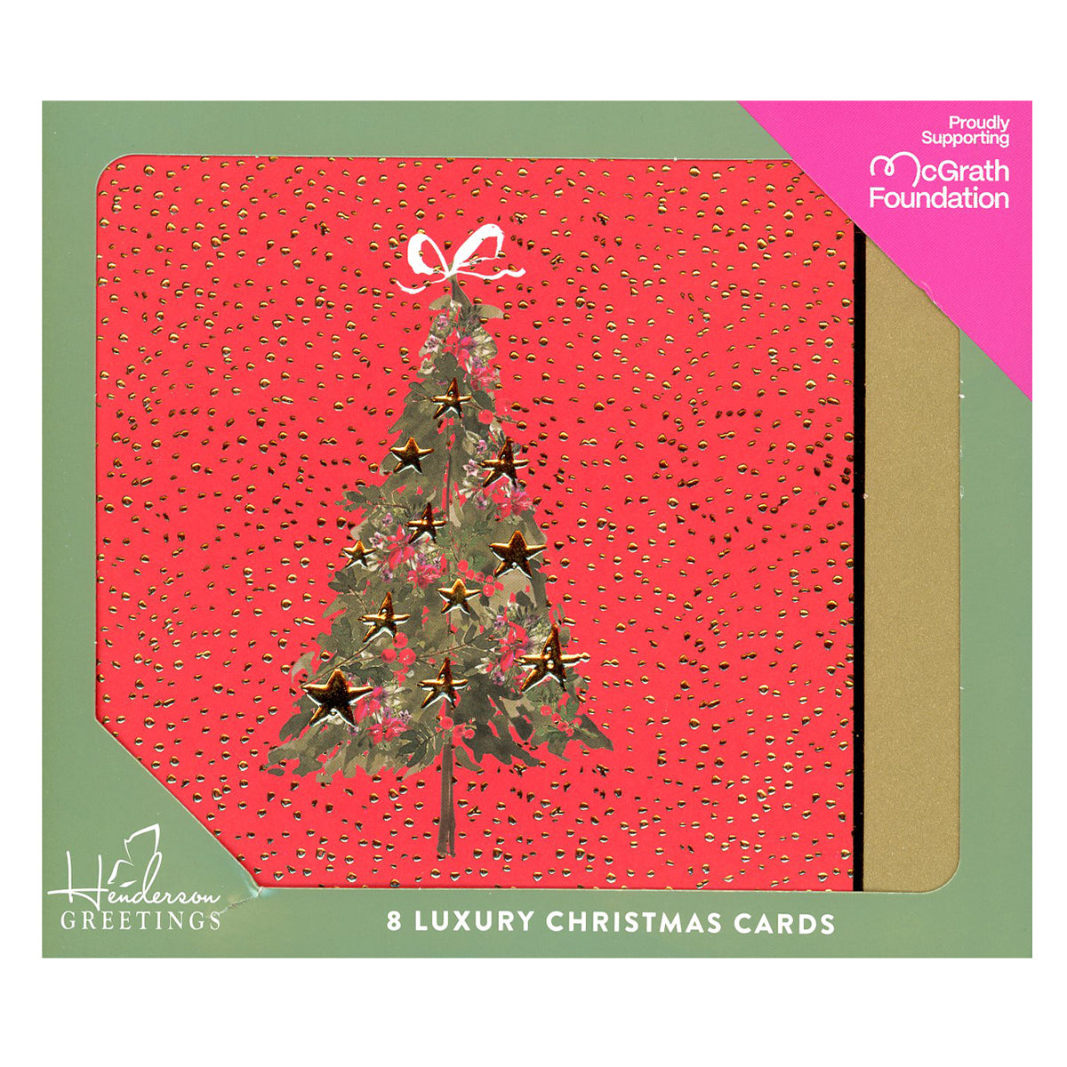 Charity Christmas Cards | Luxury Tree with Bow 8 Pack