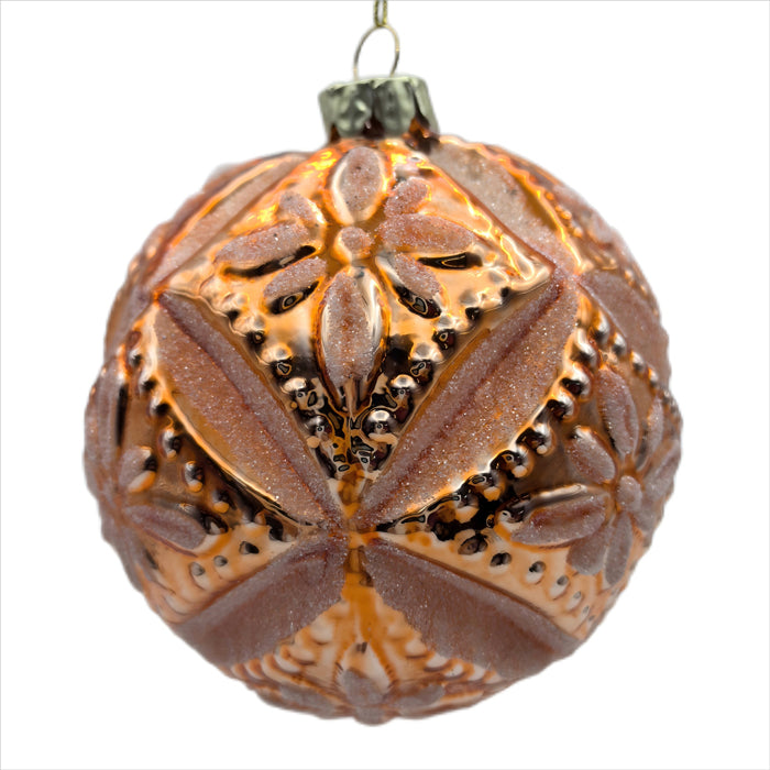 Pure Christmas | Glass Bauble 10cm Cross | Coral