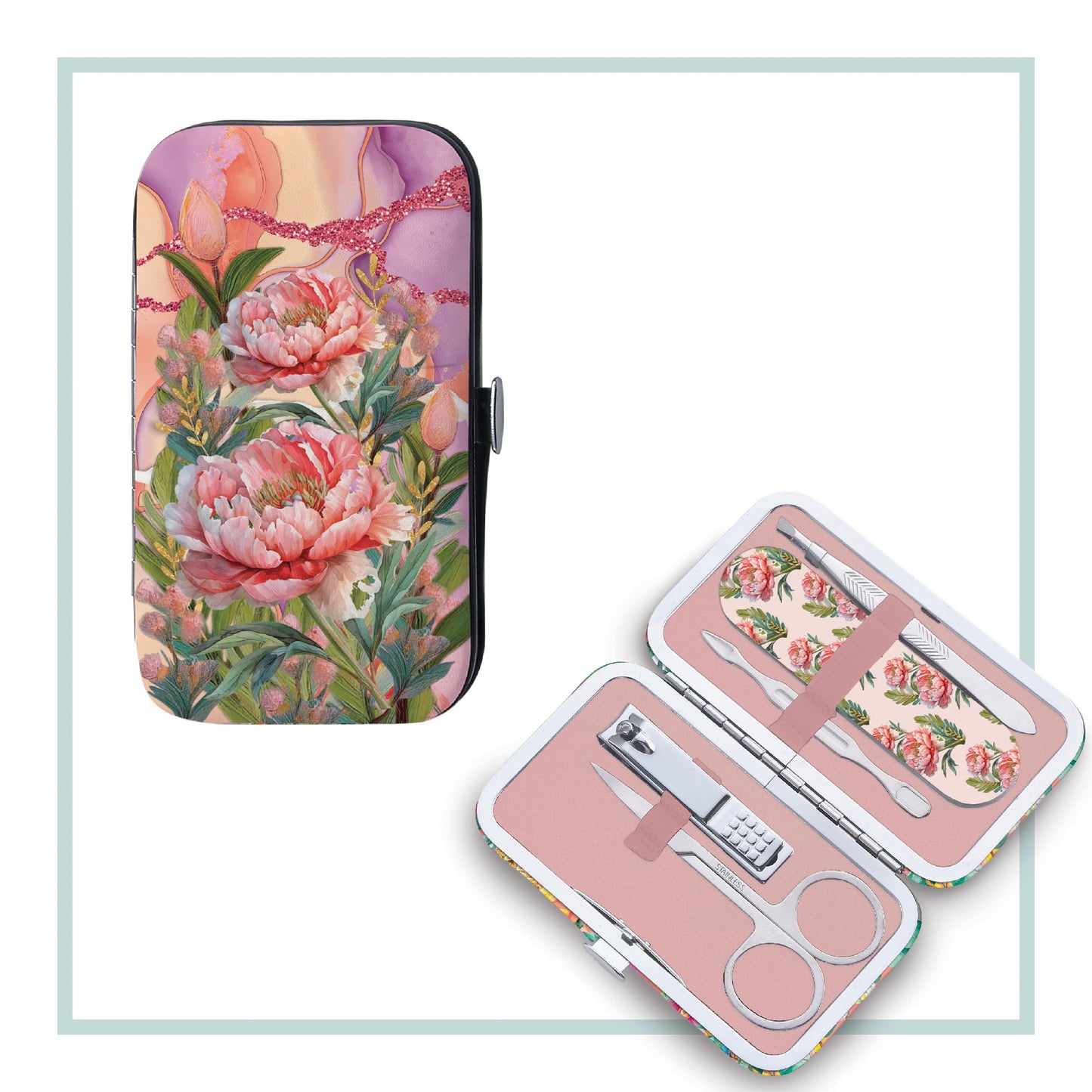 Lisa Pollock 5 Piece Manicure Set - Coral Peony