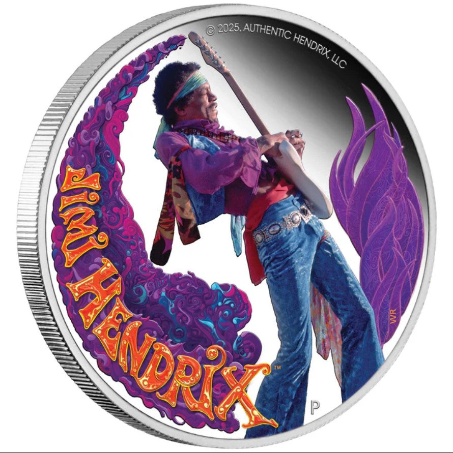 Experience the Electric Legacy: The Perth Mint's Jimi Hendrix Coloured Silver Proof Coin