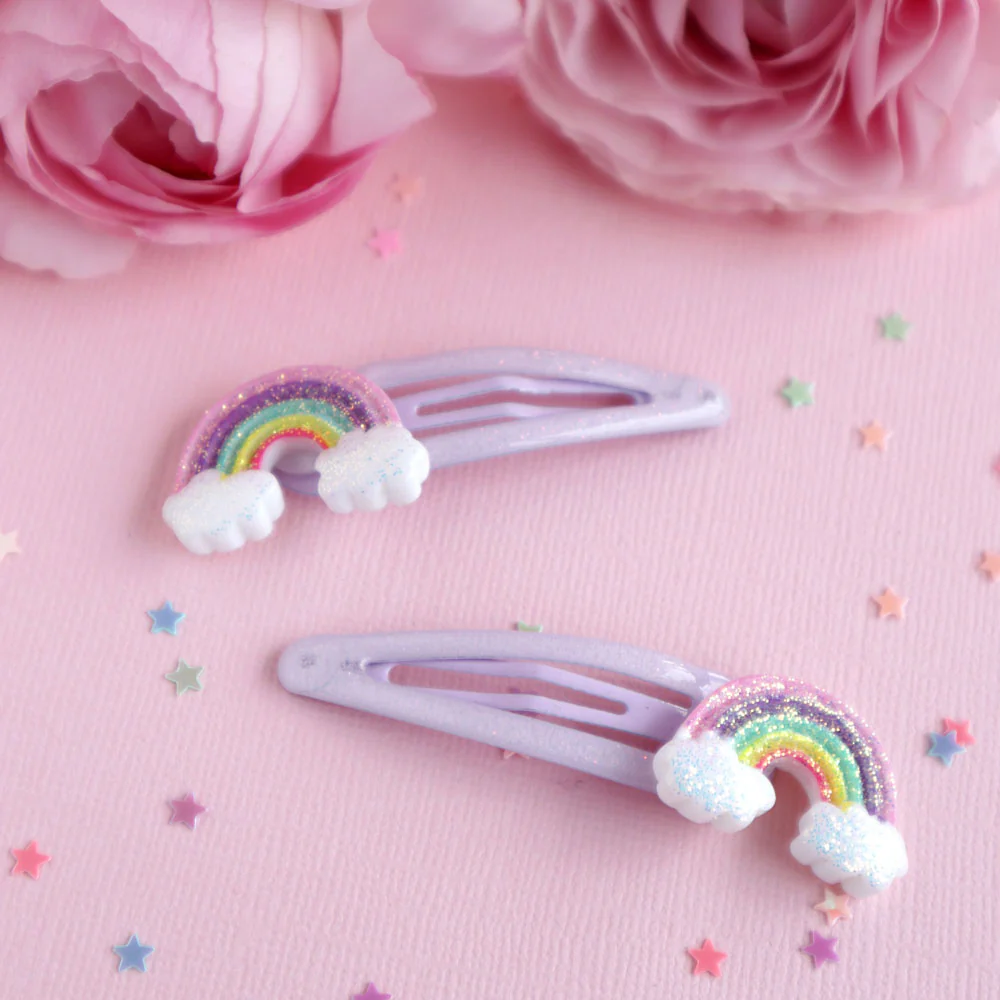 Mon Coco Hair Clips - Rainbow Cloud