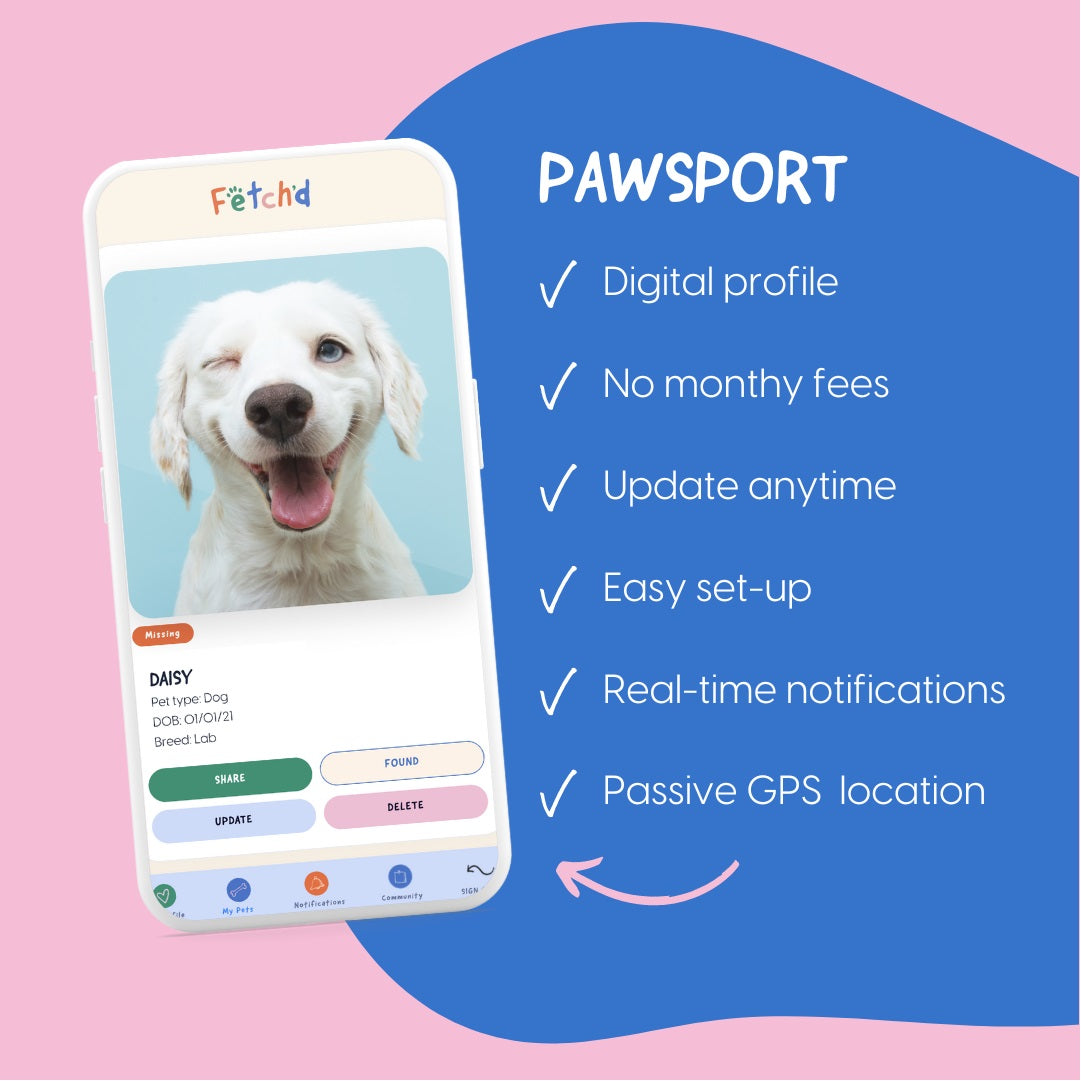 Fetch'd Pawsport Smart Qr Dog Tag