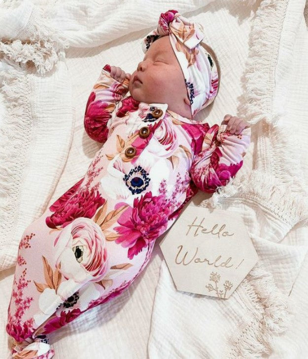 Maggie Mae Knotted Baby Gown Set