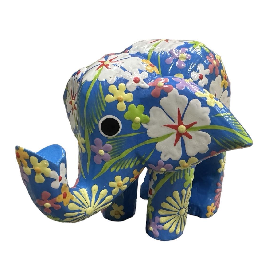 Hand Painted Wooden Elephant [col:blue]