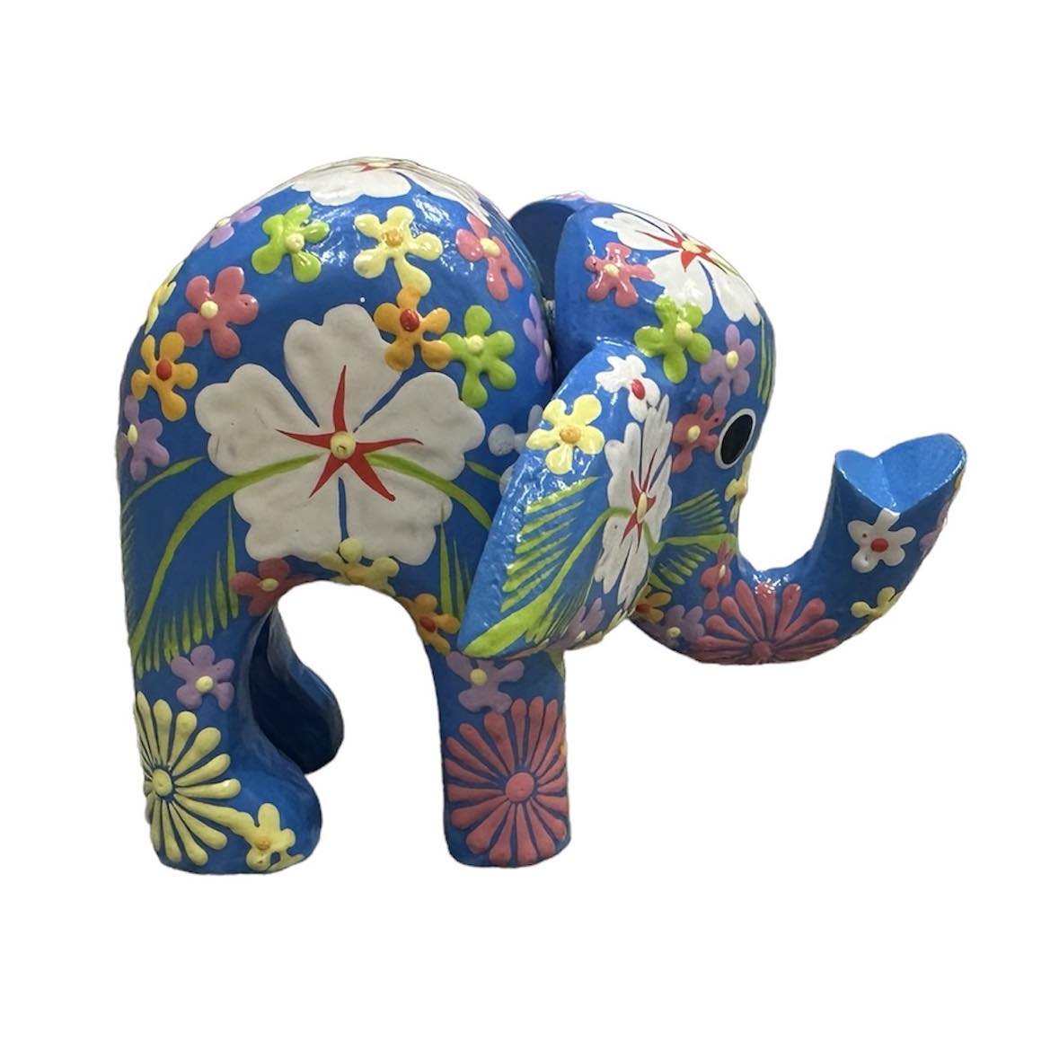 Hand Painted Wooden Elephant [col:blue]