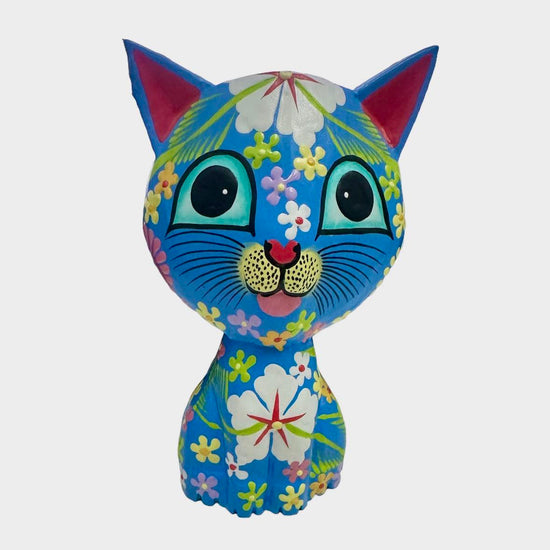 Hand Painted Wooden Cats [col:blue]