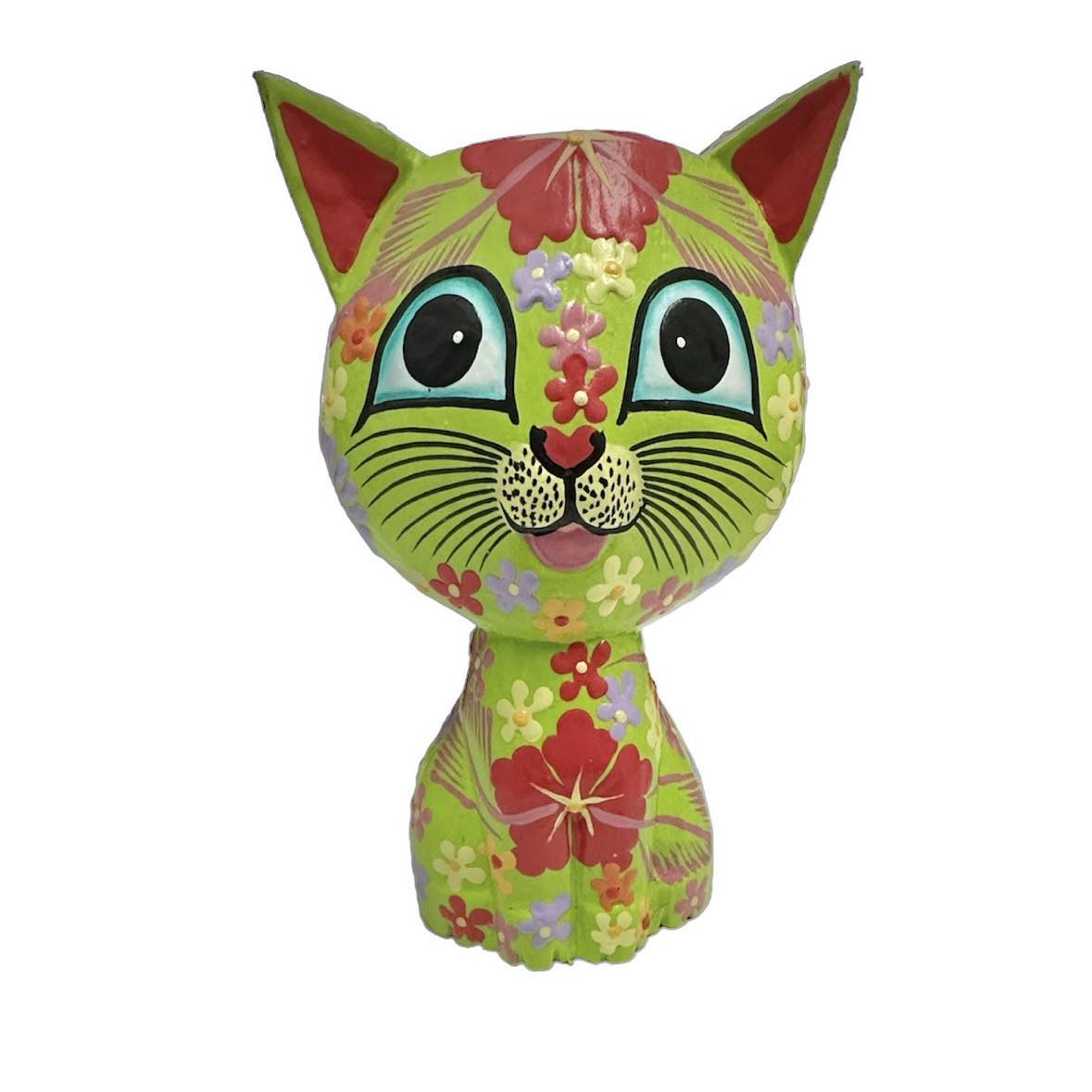 Hand Painted Wooden Cats [col:green]