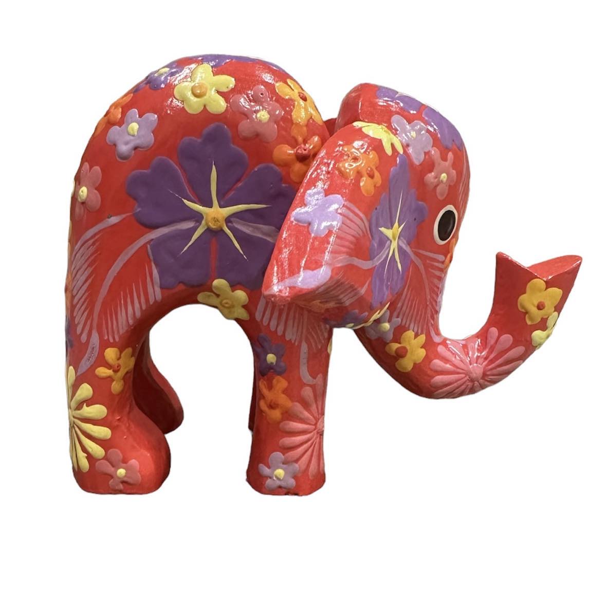 Hand Painted Wooden Elephant [col:red]