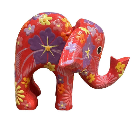 Hand Painted Wooden Elephant [col:red]