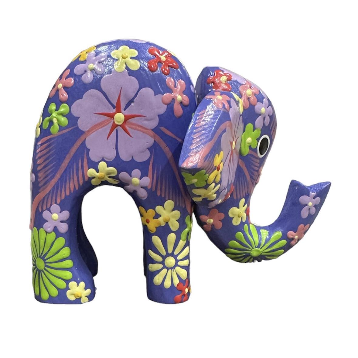 Hand Painted Wooden Elephant [col:purple]