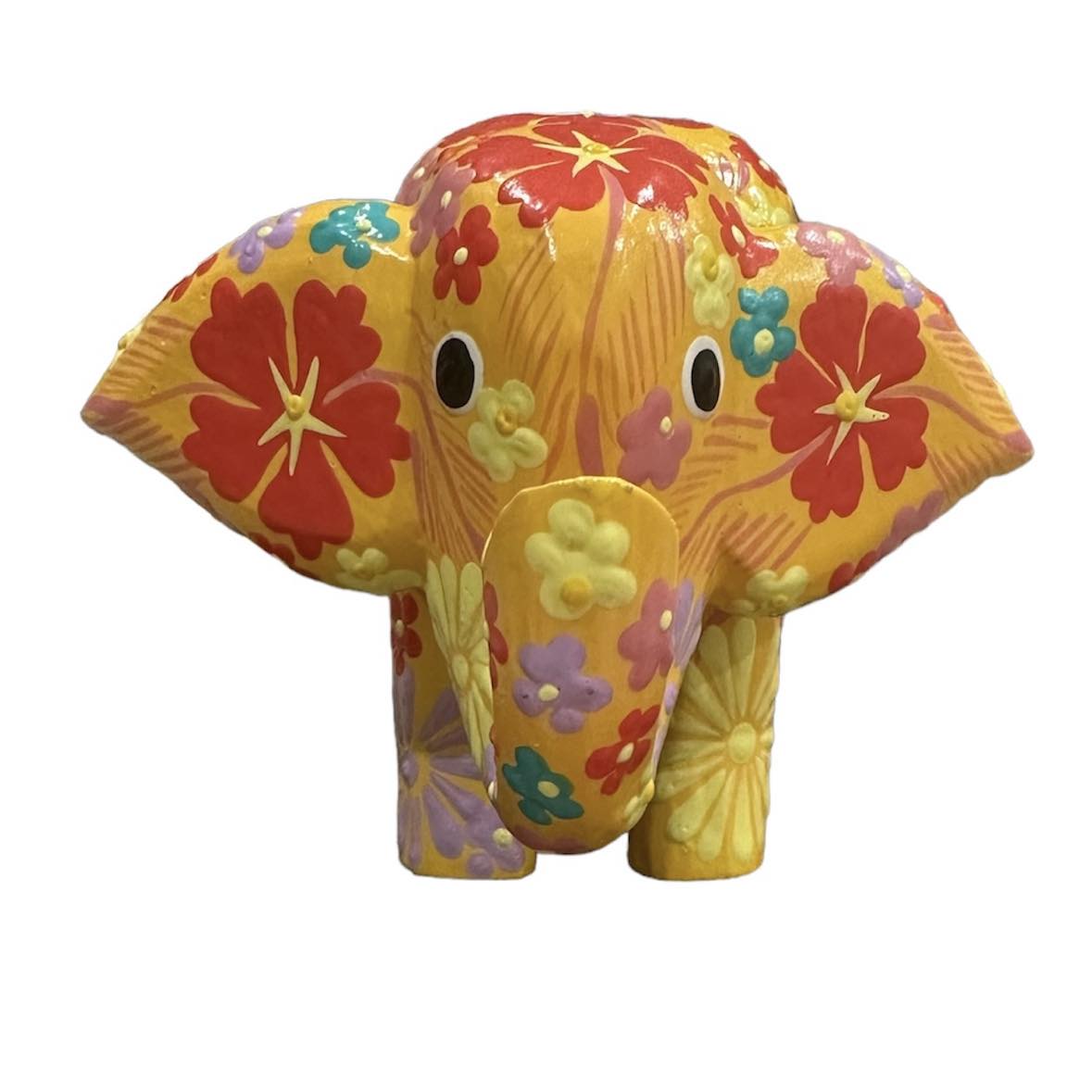 Hand Painted Wooden Elephant [col:orange]