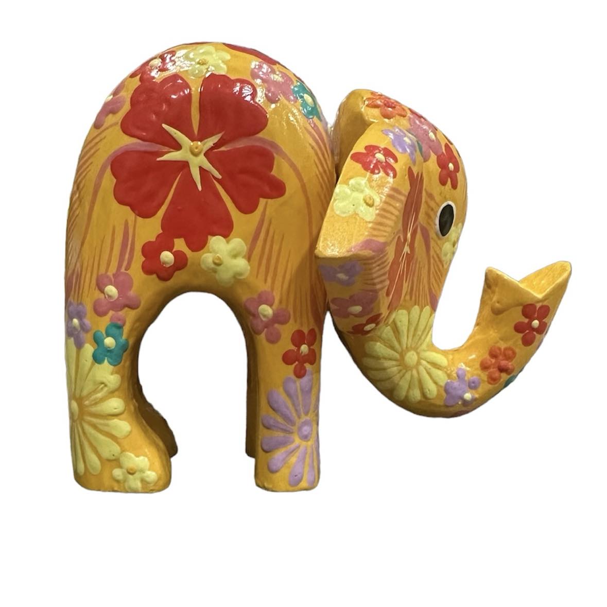 Hand Painted Wooden Elephant [col:orange]