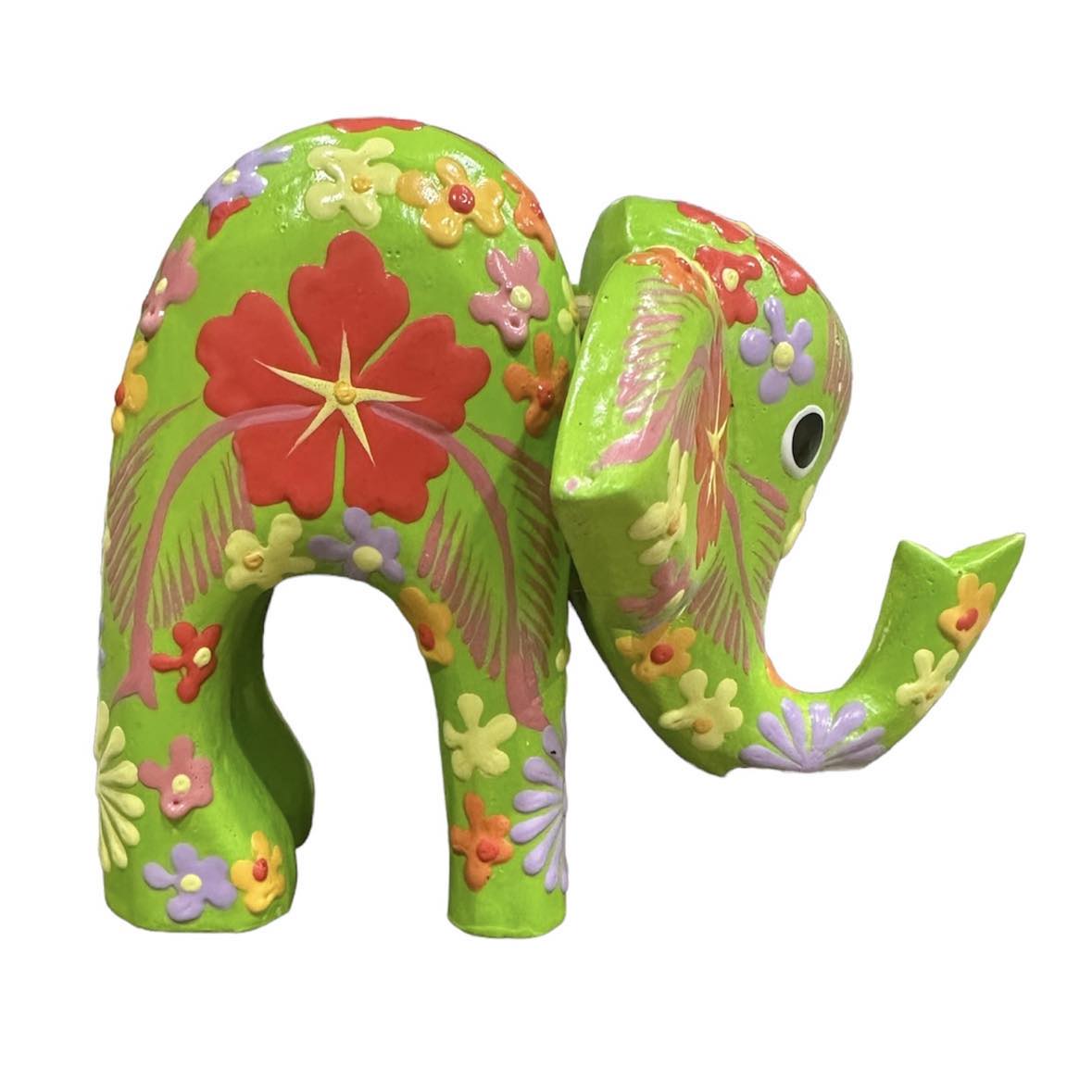 Hand Painted Wooden Elephant [col:green]