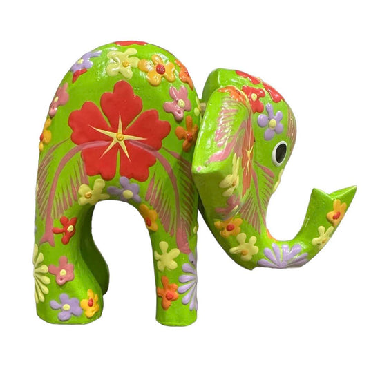 Hand Painted Wooden Elephant [col:green]