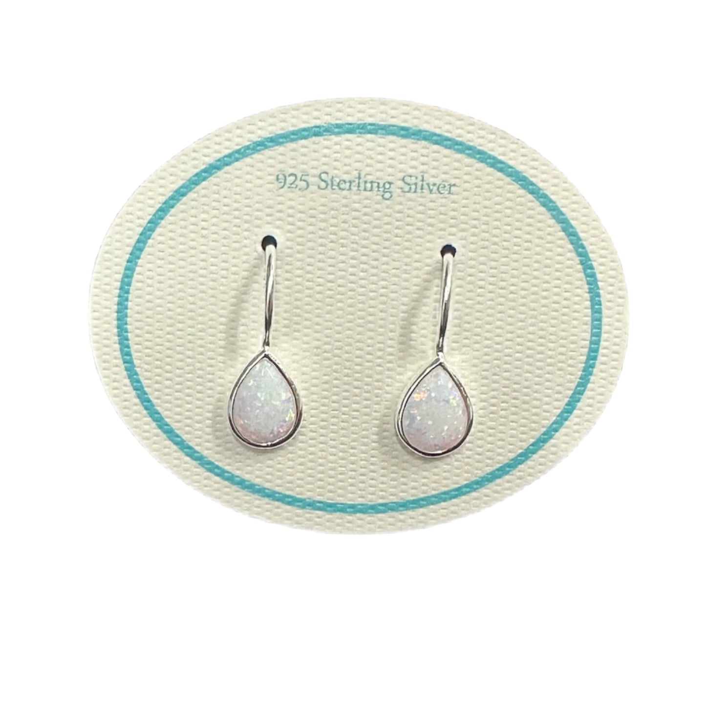 8mm Large Teardrop Resin Opal Drop Earrings White