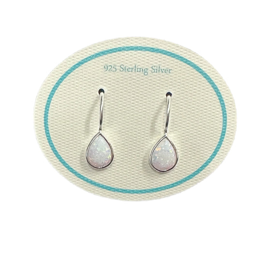 8mm Large Teardrop Resin Opal Drop Earrings White