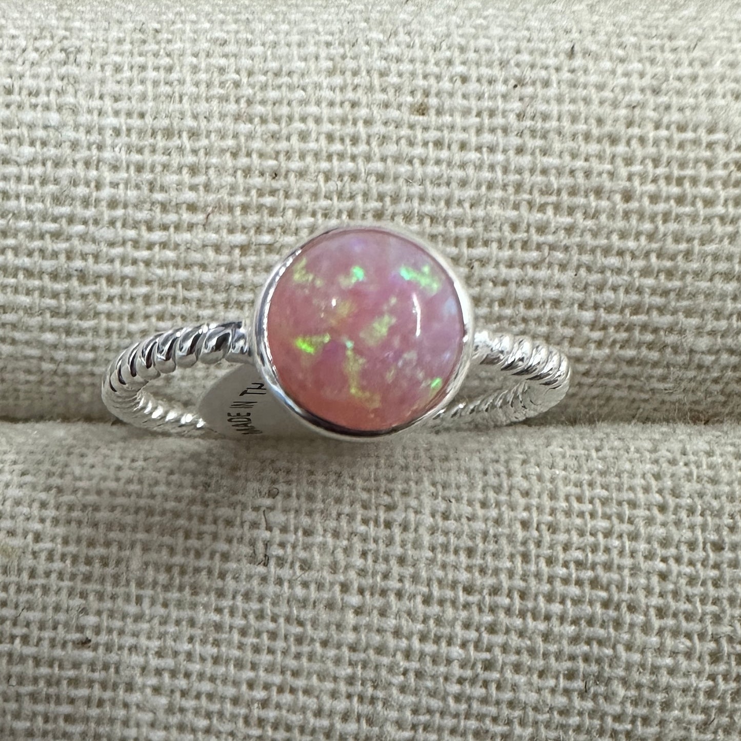 Ring Resin Opal Round Pink [Sz:7]