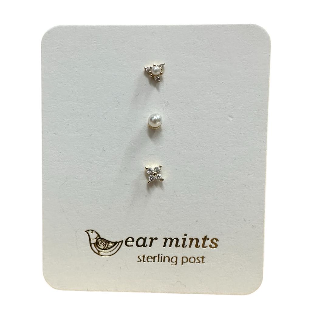 Fabienne - Earrings Studs Trio Pack [Col:Gold]