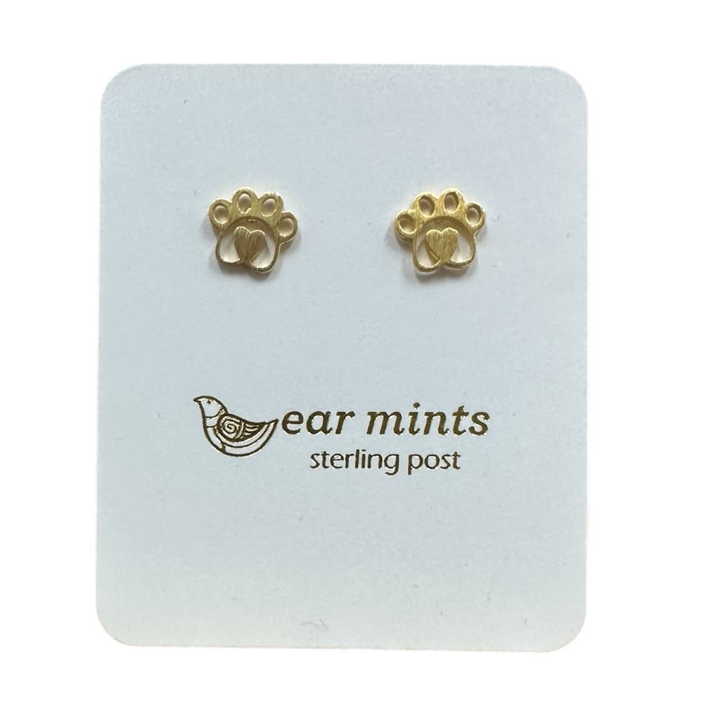 Fabienne - Earrings Studs Paw Prints [Col:Gold]