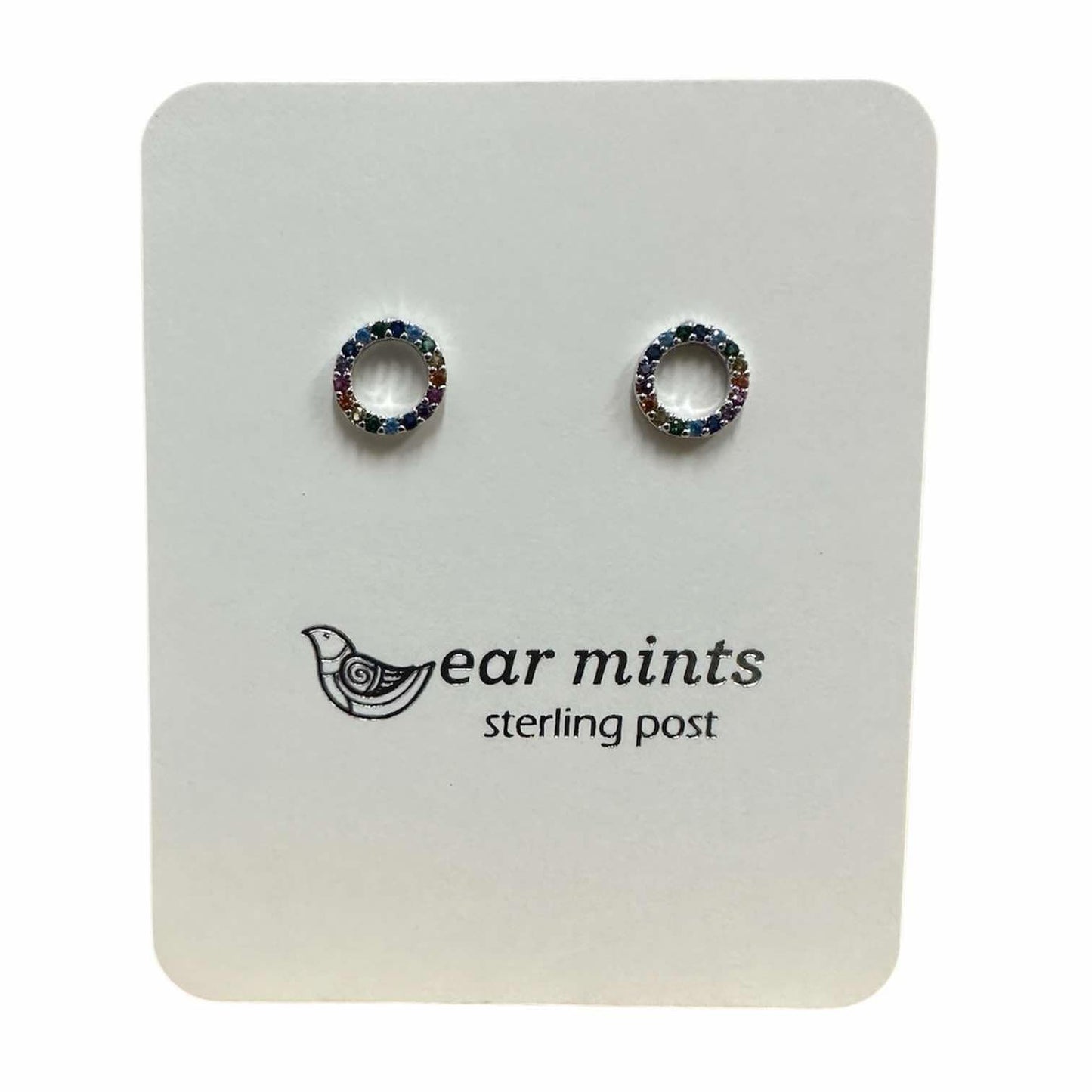 Fabienne - Earrings Studs Rainbow Circle CZ [Col:Silver]