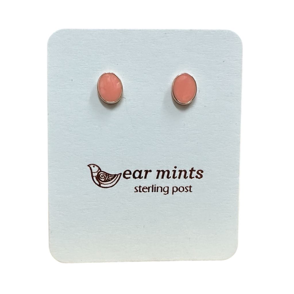 Fabienne - Earrings Studs Enamel Oval Pink [Col:Rose]