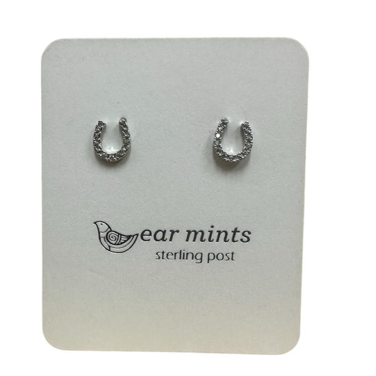 Fabienne - Earrings Studs Horseshoe CZ [Col:Silver]