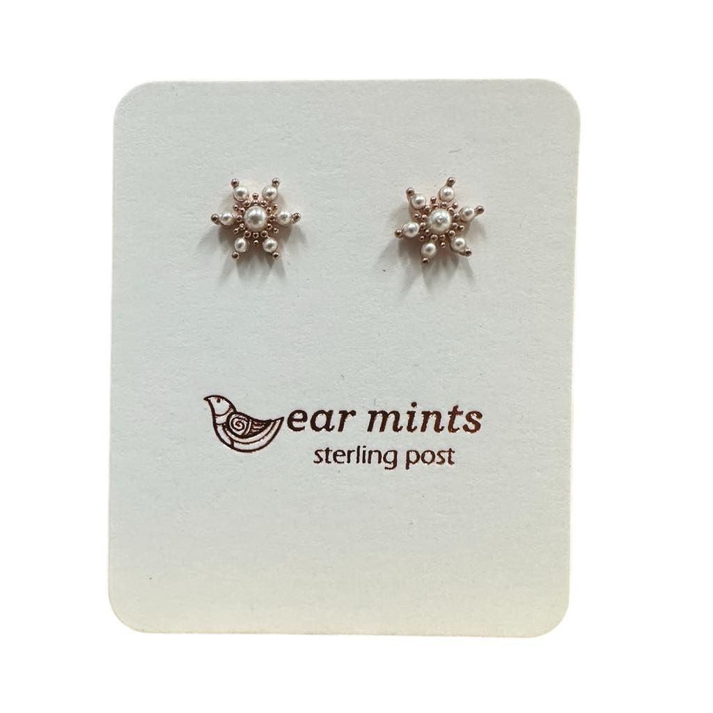 Fabienne - Earrings Studs Snowflake Pearl [Col:Rose]