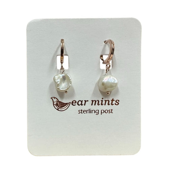 Fabienne - Earrings Huggies Pearl Drop [Col:Rose]