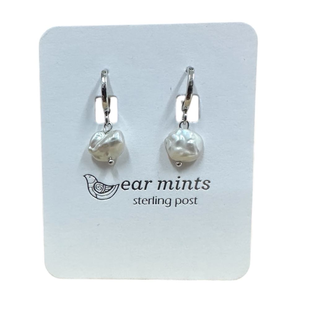 Fabienne - Earrings Huggies Pearl Drop [Col:Silver]