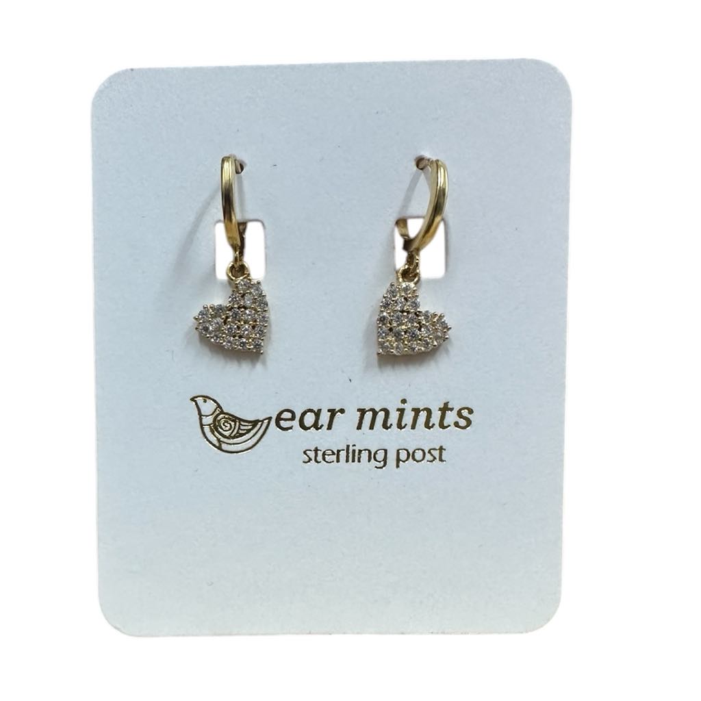 Fabienne - Earrings Huggies Heart CZ [Col:Gold]