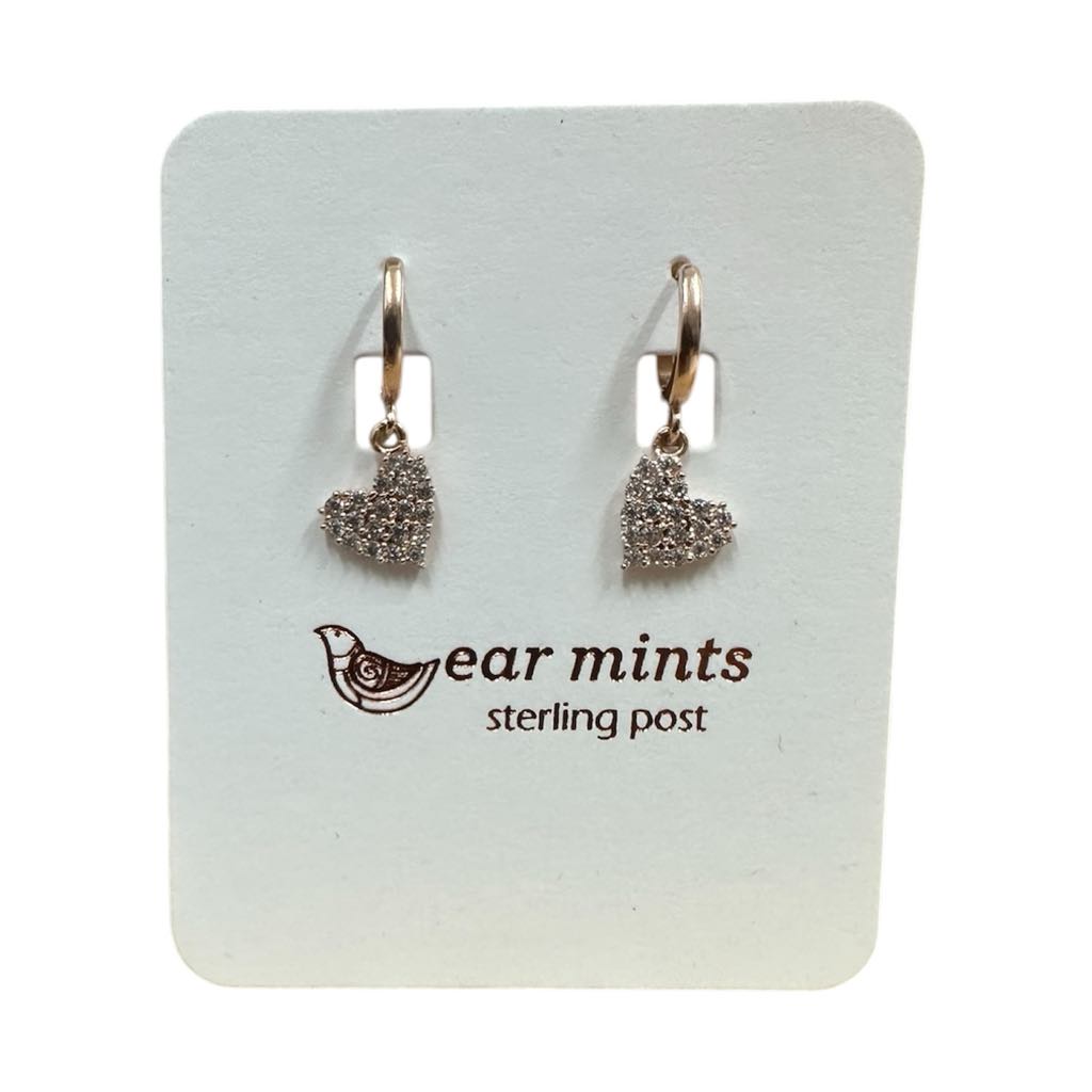 Fabienne - Earrings Huggies Heart CZ [Col:Rose]