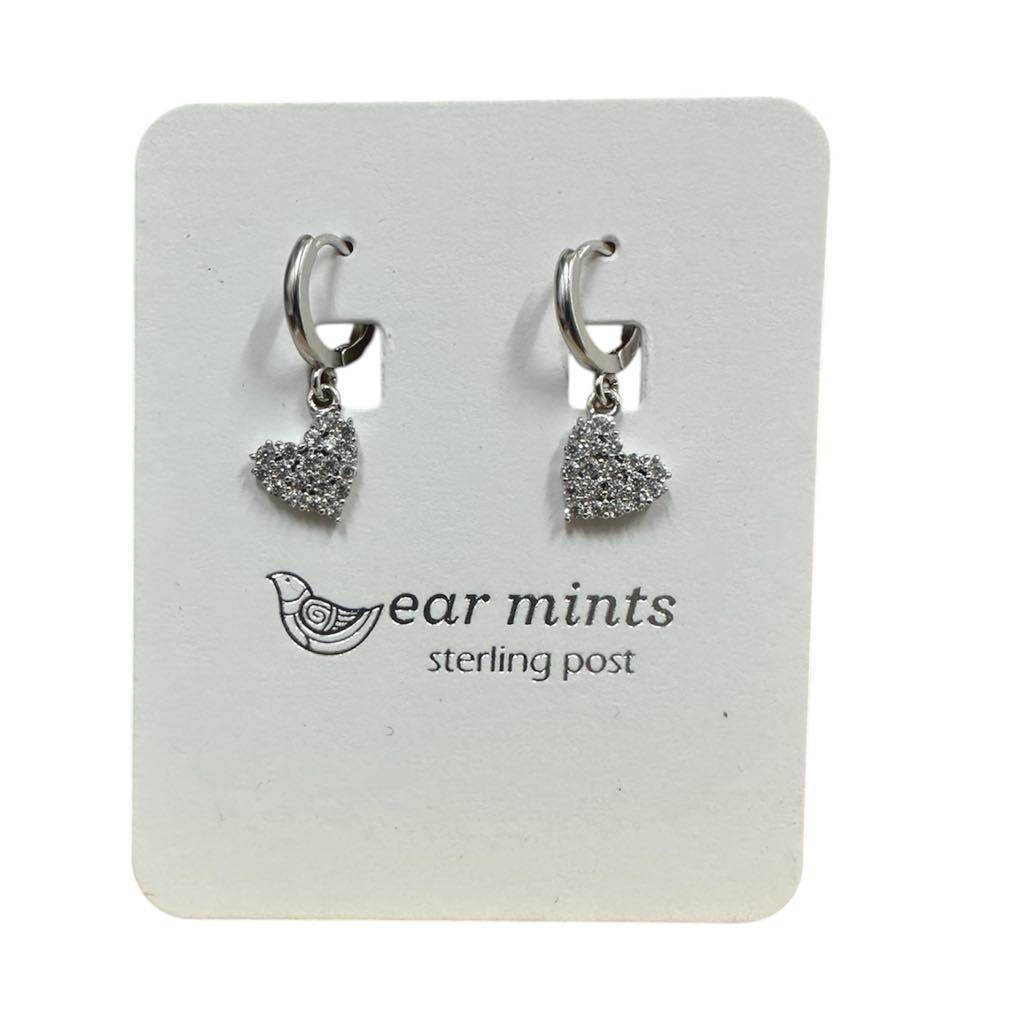 Fabienne - Earrings Huggies Heart CZ [Col:Silver]