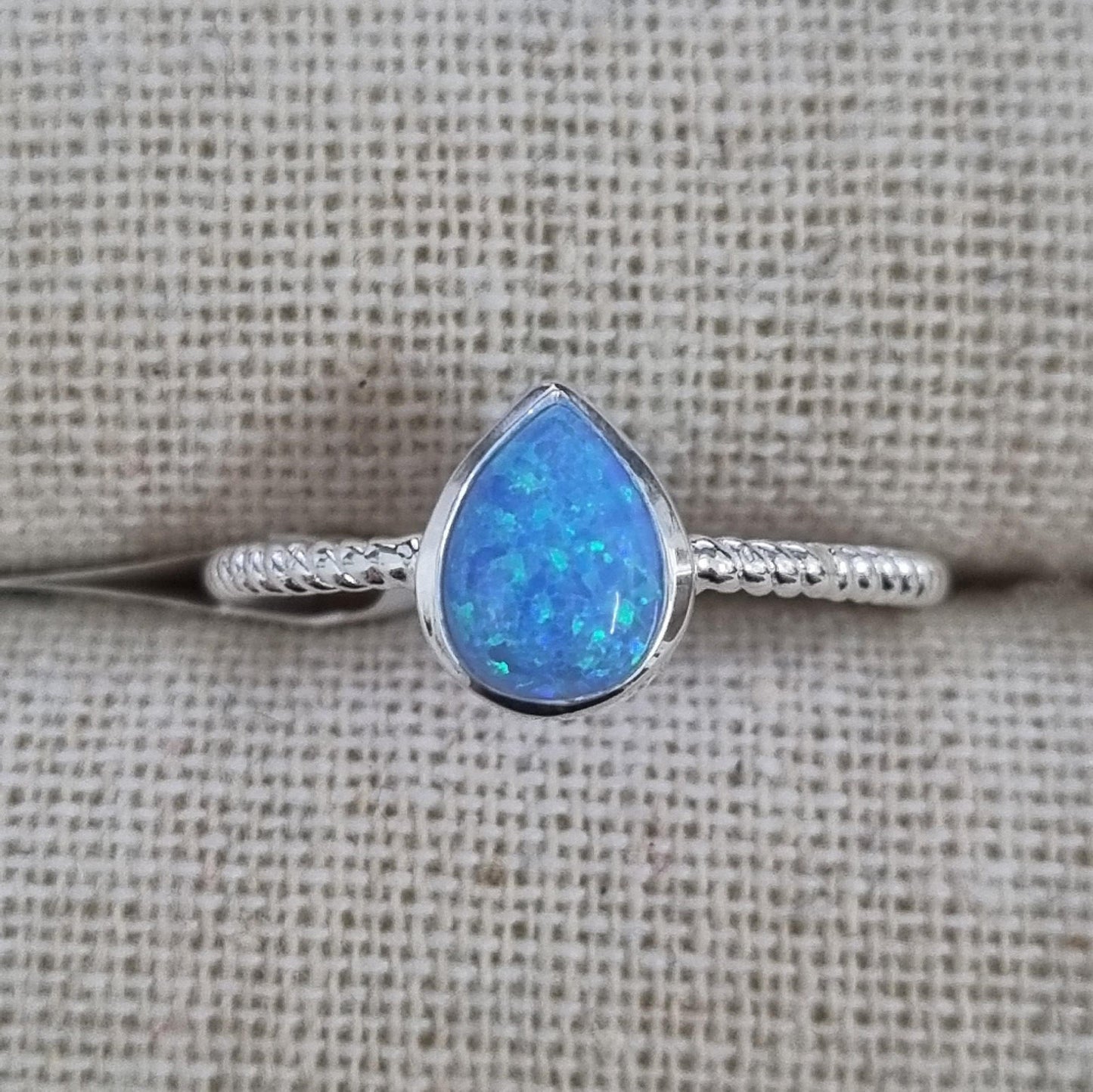 Ring Resin Opal 8mm Teardrop Blue [Sz:8]