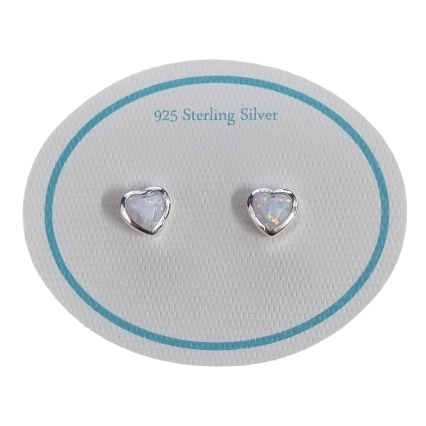 Earrings Resin Opal Heart Studs White/Silver