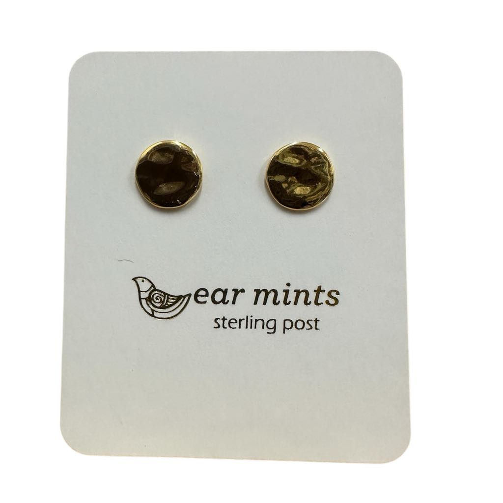 Fabienne - Earrings Studs Hammered Disc [Col:Gold]