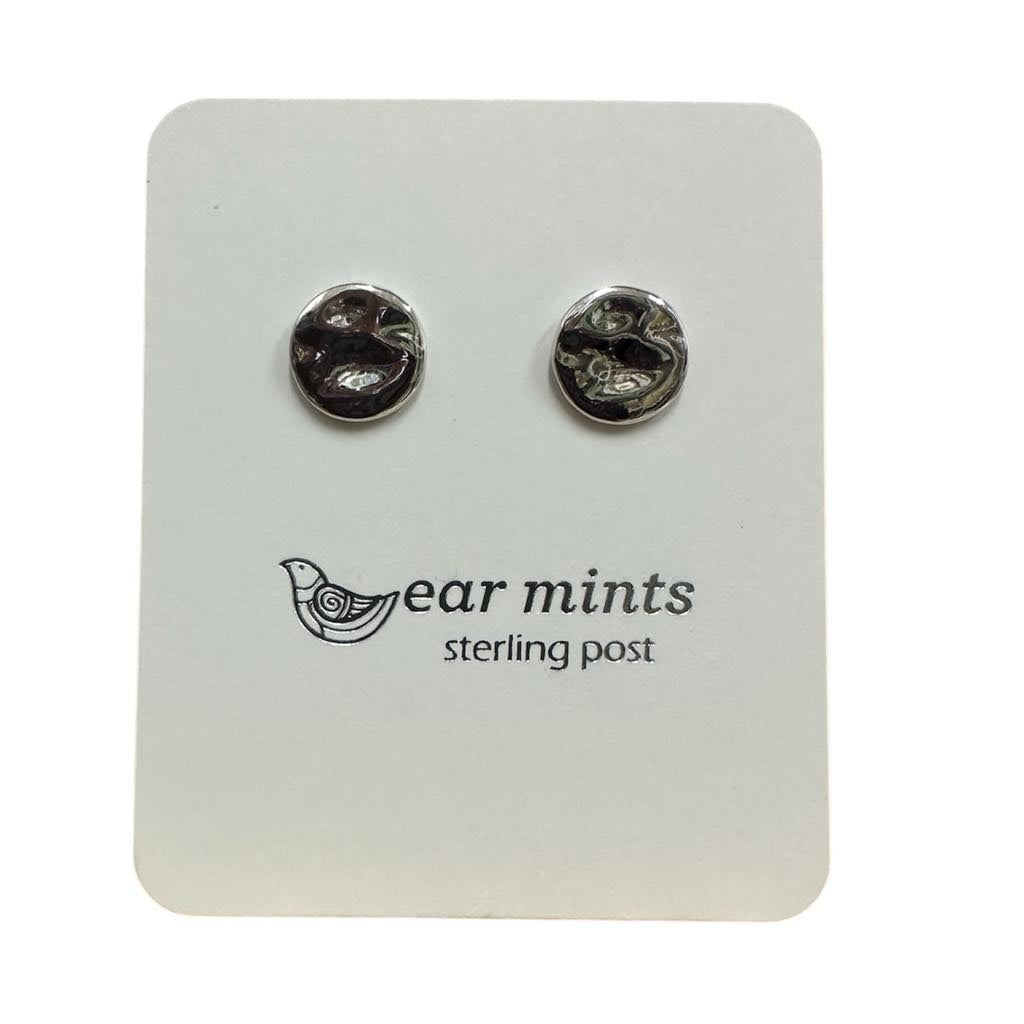 Fabienne - Earrings Studs Hammered Disc [Col:Silver]