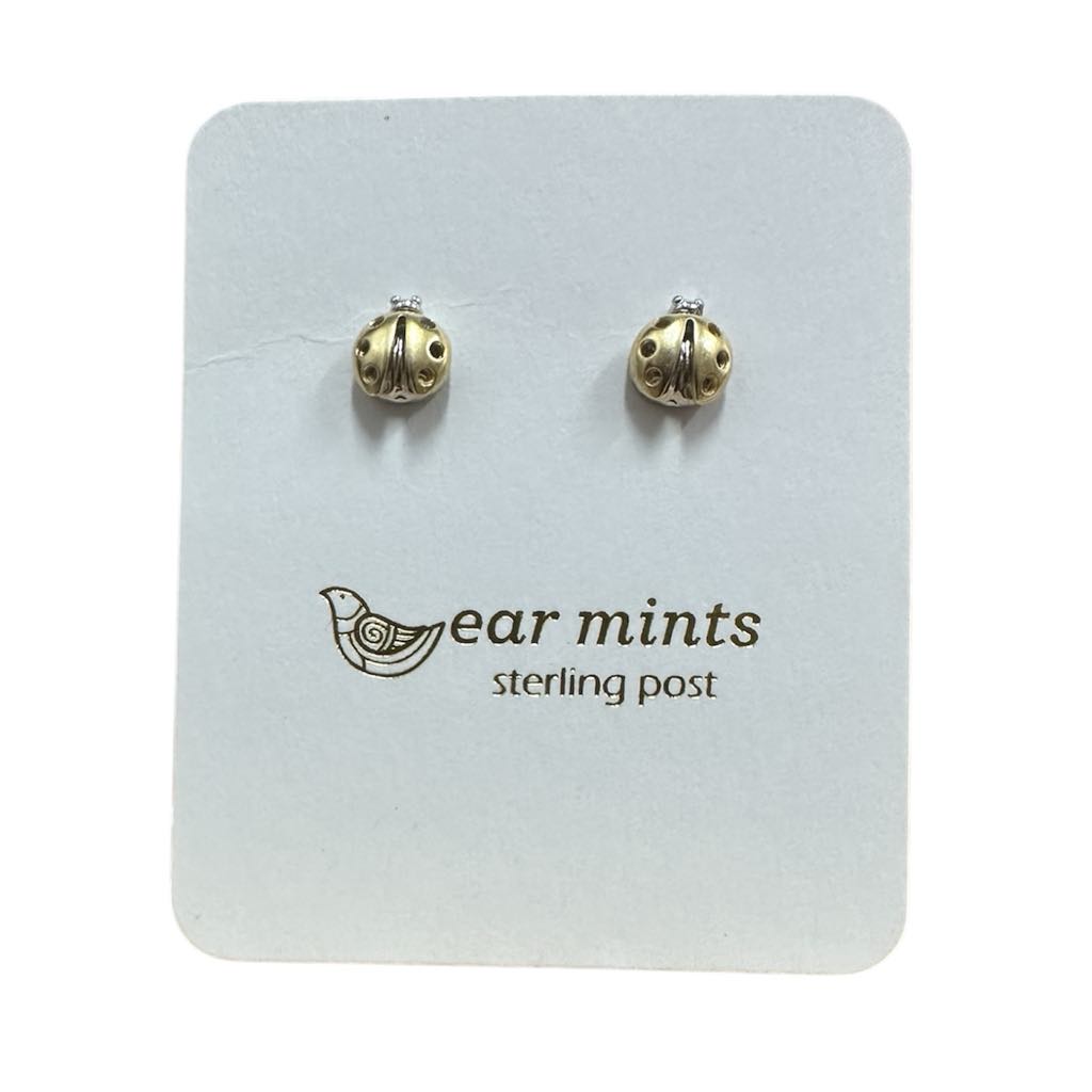 Fabienne - Earrings Studs Two Tone Ladybird [Col:Gold]