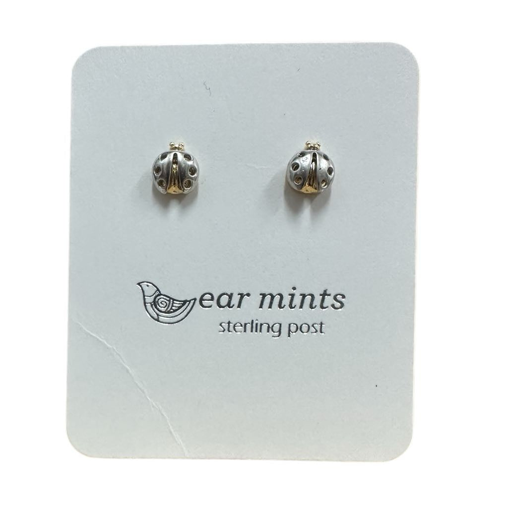 Fabienne - Earrings Studs Two Tone Ladybird [Col:Silver]